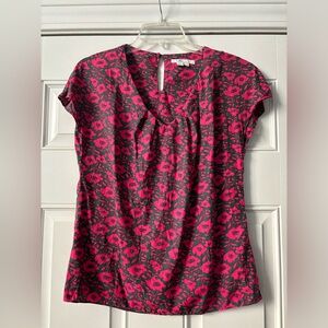Boden Silk Blend Floral Print Blouse